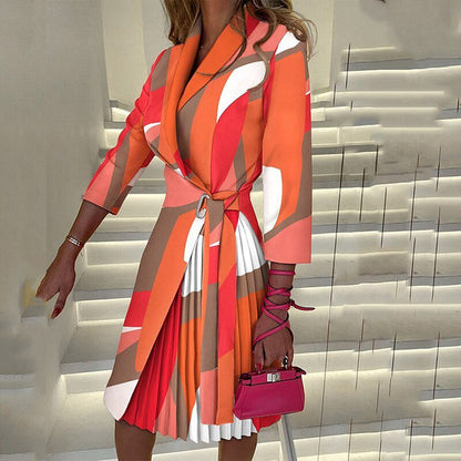 Robe Blazer Féminine Plissée Tailleur pour Femme