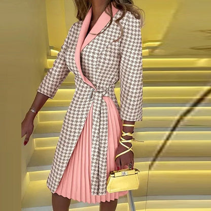 Robe Blazer Féminine Plissée Tailleur pour Femme