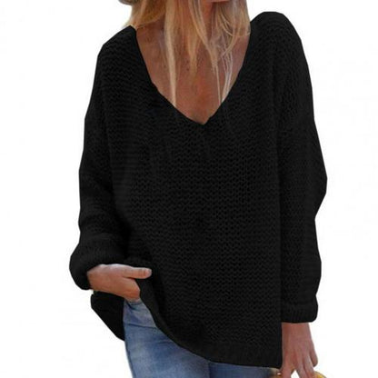 Pull Femme Col V Manches Longues Élégant Gris Clair