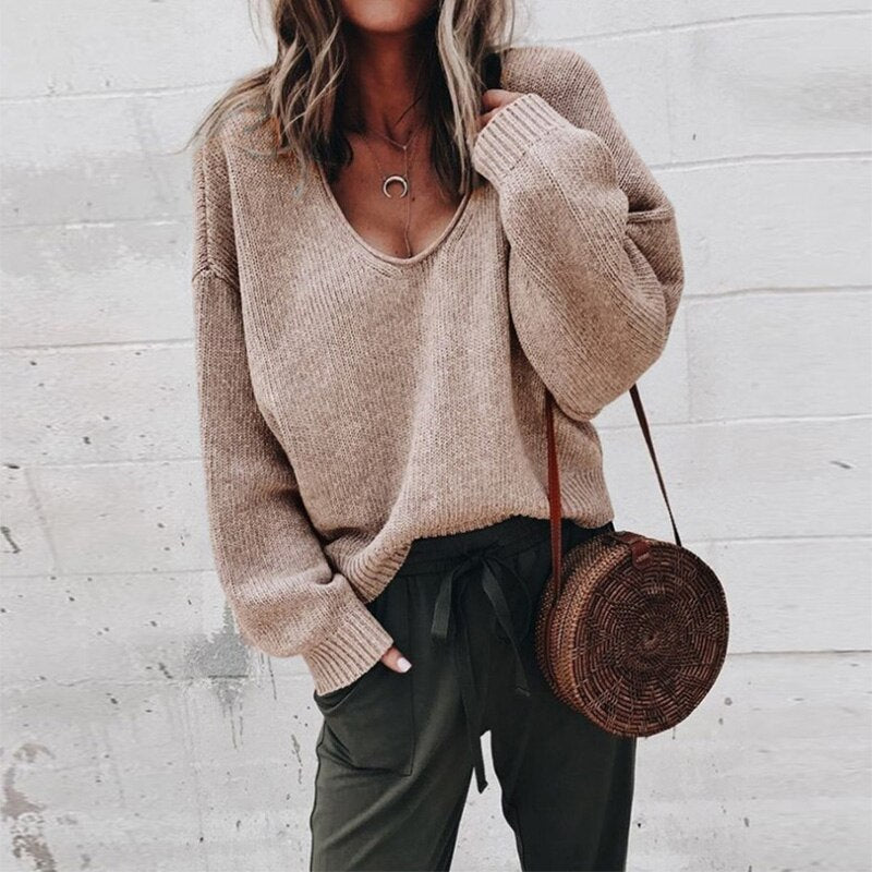 Pull Col V en Cachemire Doux Gris - vue 5