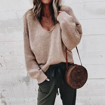 Pull Col V en Cachemire Doux Gris - vue 5