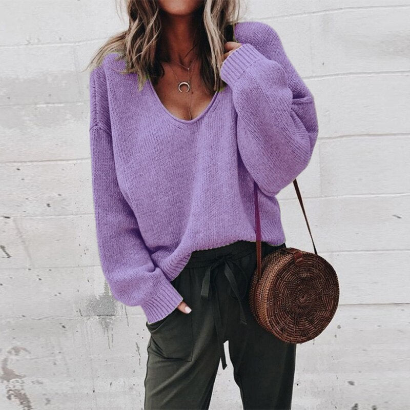 Pull Col V en Cachemire Doux Gris - vue 7