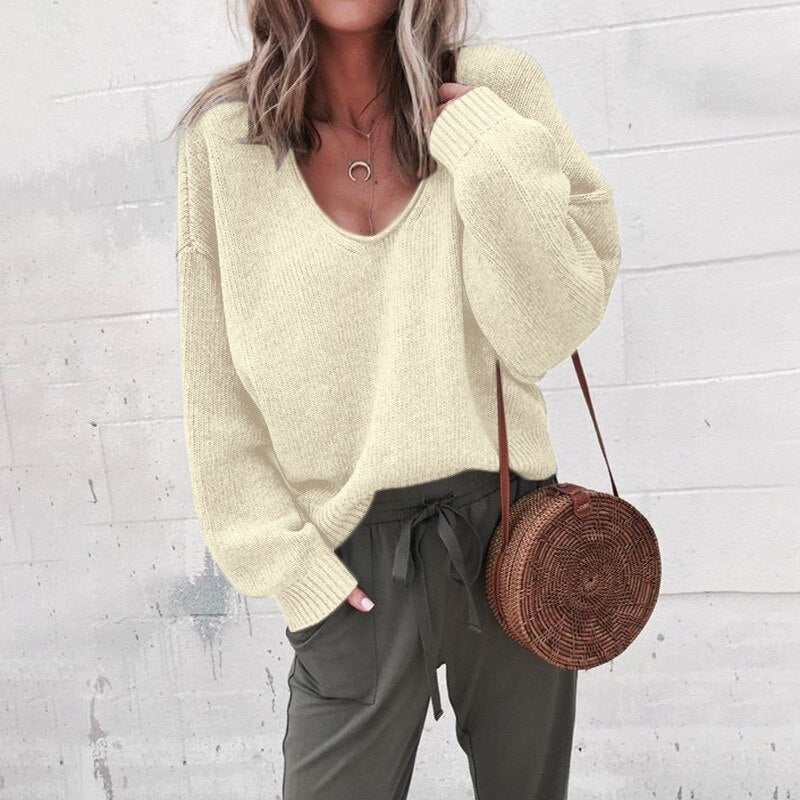 Pull Col V en Cachemire Doux Gris - vue 3