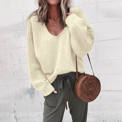 Pull Col V en Cachemire Doux Gris - vue 3