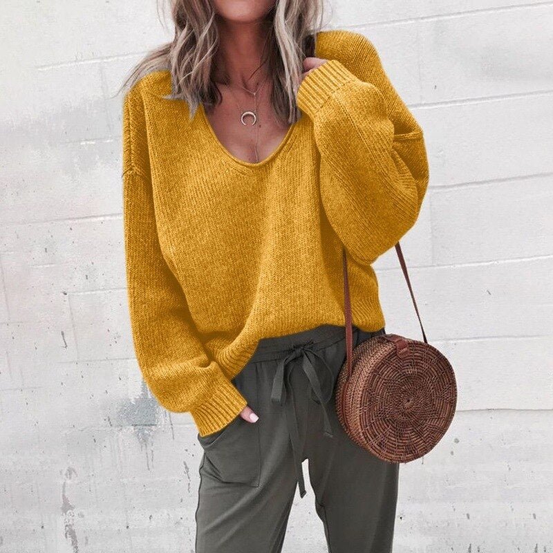 Pull Col V en Cachemire Doux Gris - vue 4