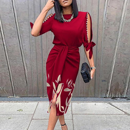 Robe Florale Femme Chic pour Soirée et Week-end Décontracté