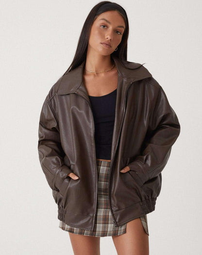 Veste zippée féminine col rond casual - PanierRoyale