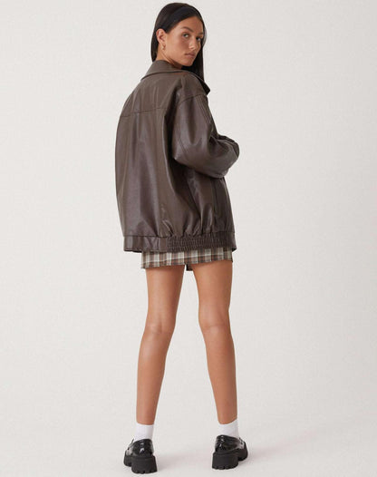 Blouson Cuir Faux Grande Taille Féminin