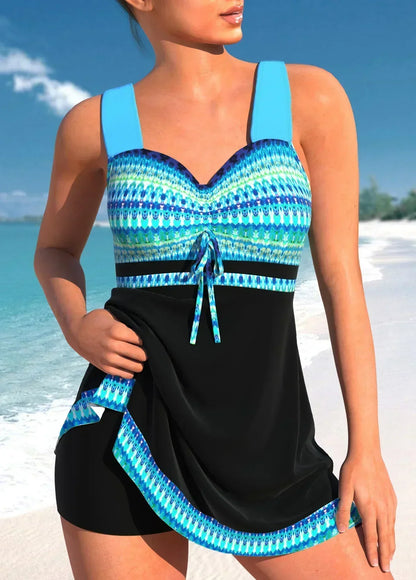 Tankini Femme Gainant Imprimé Ethnique Short Intégré
