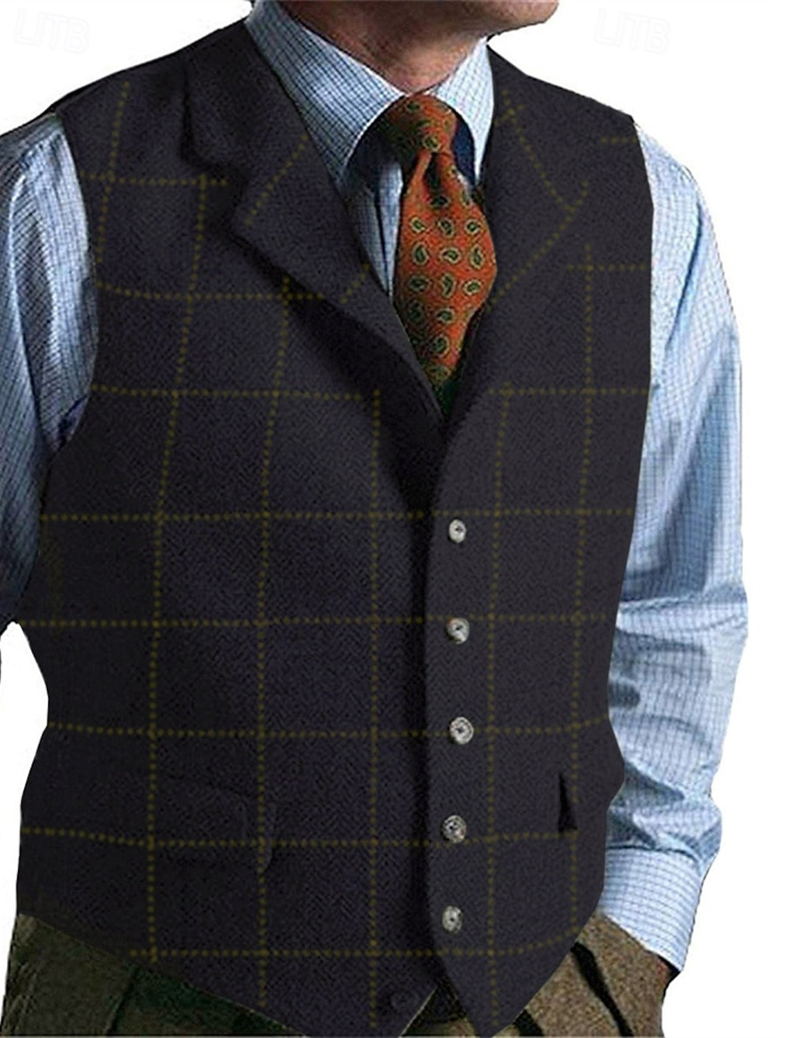 Gilet Homme Sans Manches à Carreaux Classique