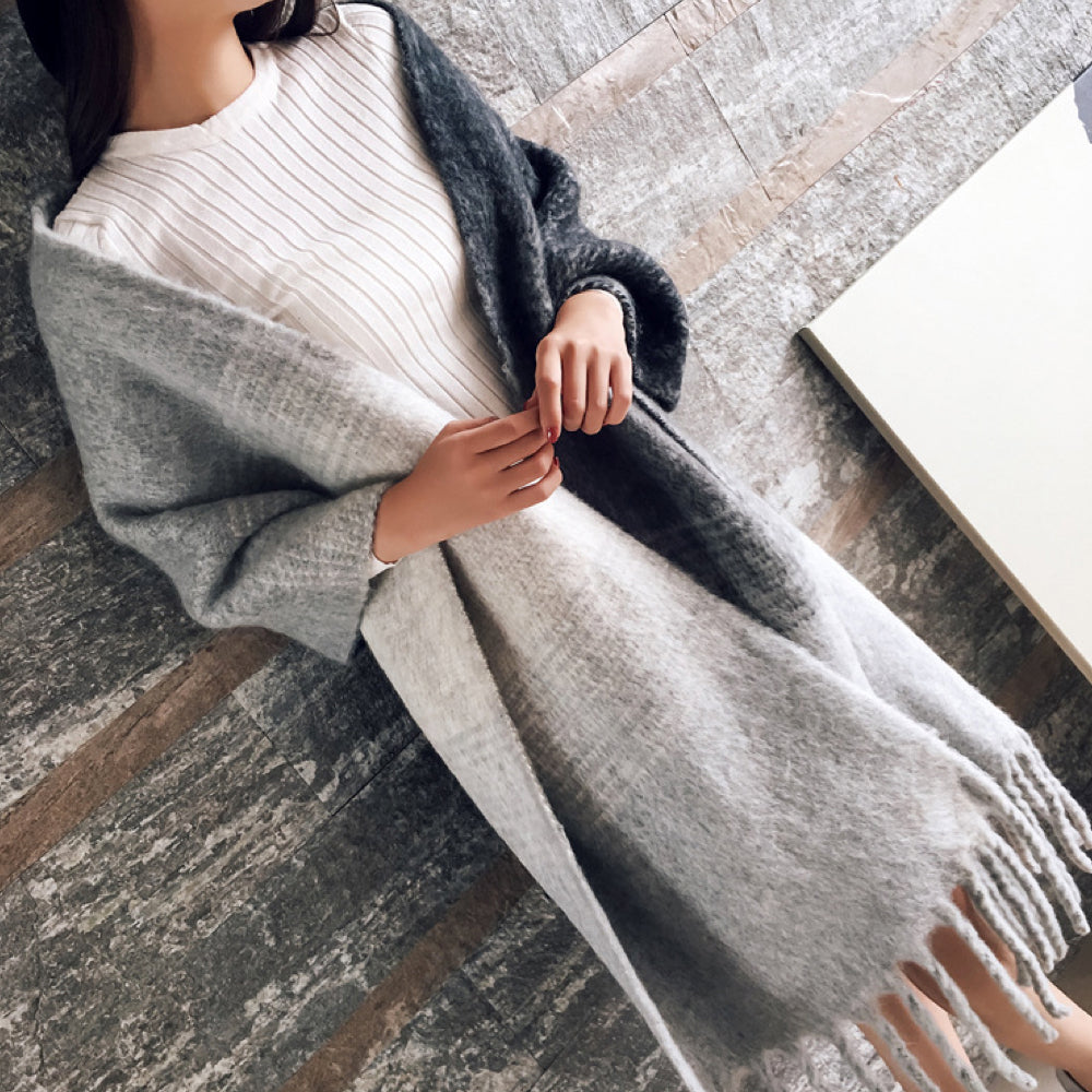 Écharpe Femme Hiver Laine Douce à Carreaux Colorés