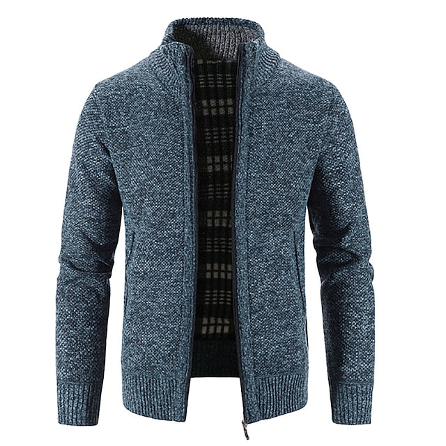 Pull zippé homme chaud et doux pour hiver
