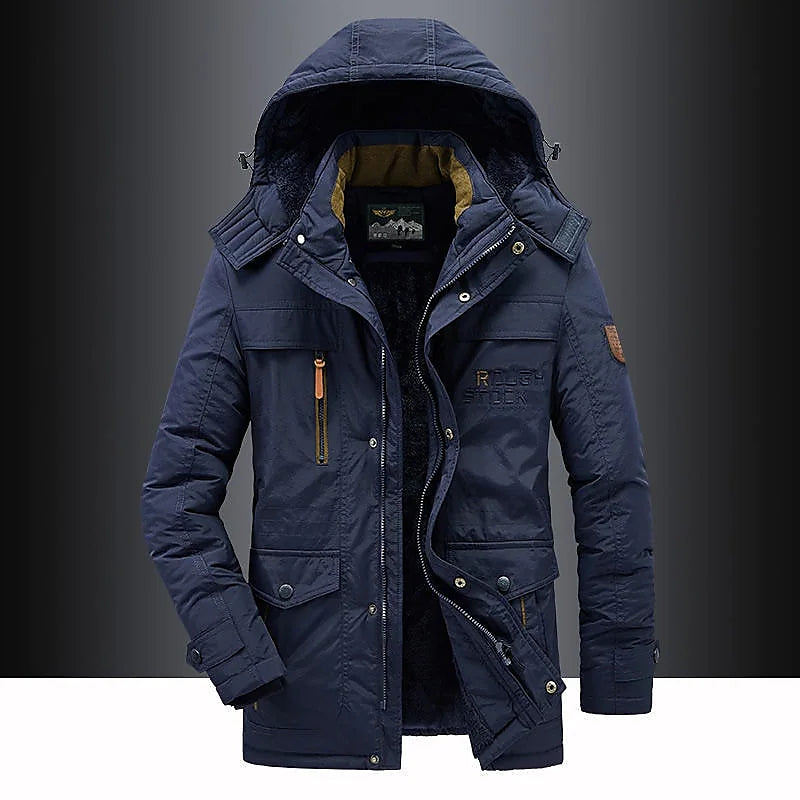 Parka Hiver Homme avec Capuchon et Fermeture Éclair