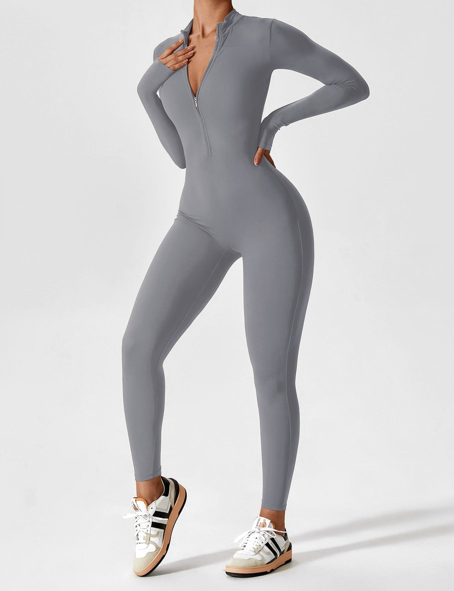 Combinaison femme élastique zippée printemps