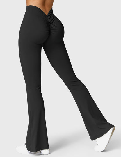Legging Femme Taille Haute Effet Scrunch Coupe Flare Sculptante