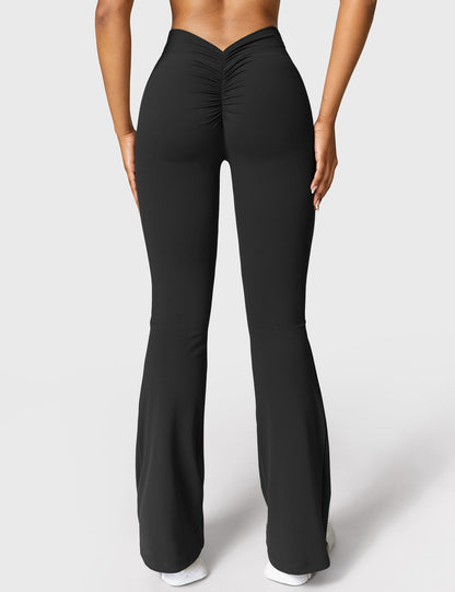 Legging Femme Taille Haute Effet Scrunch Coupe Flare Sculptante