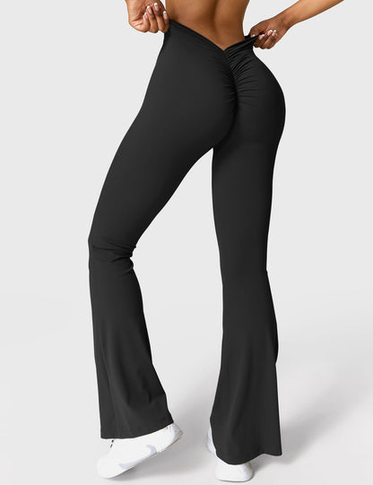 Legging Femme Taille Haute Effet Scrunch Coupe Flare Sculptante