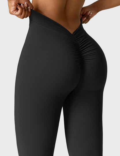 Legging Femme Taille Haute Effet Scrunch Coupe Flare Sculptante