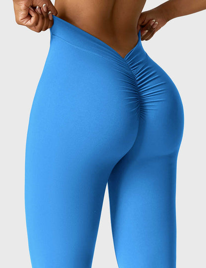 Legging Femme Taille Haute Effet Scrunch Coupe Flare Sculptante