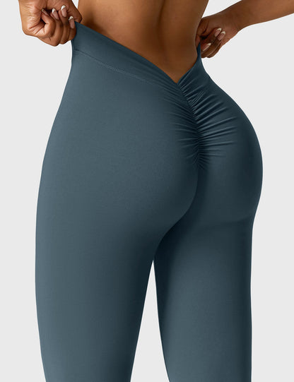 Legging Femme Taille Haute Effet Scrunch Coupe Flare Sculptante