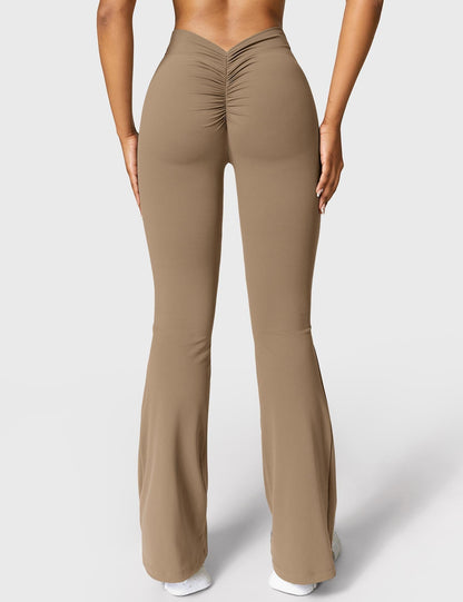 Legging Femme Taille Haute Effet Scrunch Coupe Flare Sculptante
