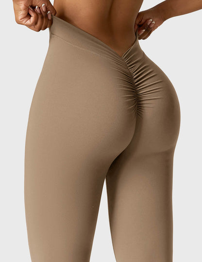 Legging Femme Taille Haute Effet Scrunch Coupe Flare Sculptante
