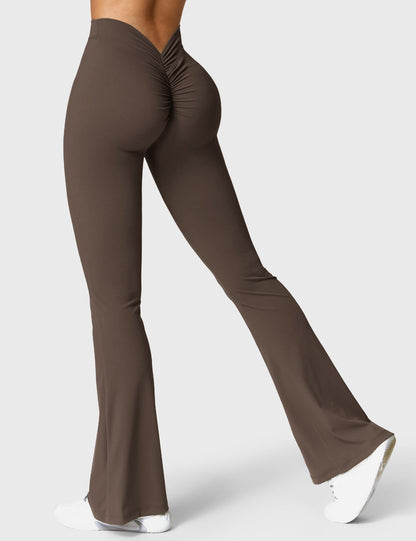 Legging Femme Taille Haute Effet Scrunch Coupe Flare Sculptante