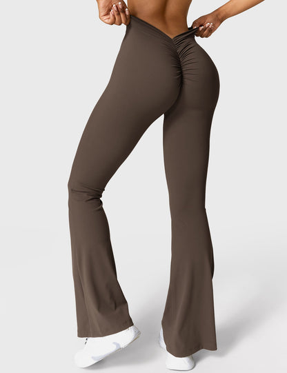 Legging Femme Taille Haute Effet Scrunch Coupe Flare Sculptante
