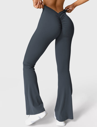 Legging Femme Taille Haute Effet Scrunch Coupe Flare Sculptante