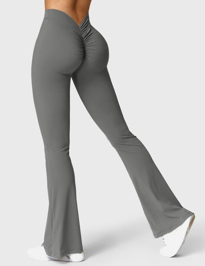 Legging Femme Taille Haute Effet Scrunch Coupe Flare Sculptante