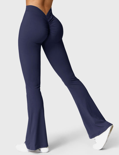 Legging Femme Taille Haute Effet Scrunch Coupe Flare Sculptante