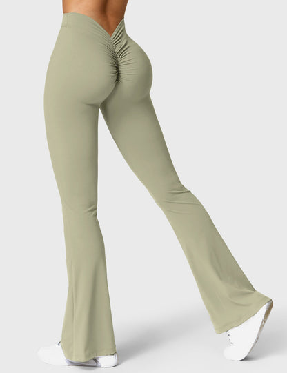 Legging Femme Taille Haute Effet Scrunch Coupe Flare Sculptante
