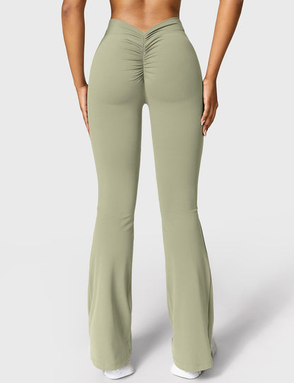 Legging Femme Taille Haute Effet Scrunch Coupe Flare Sculptante