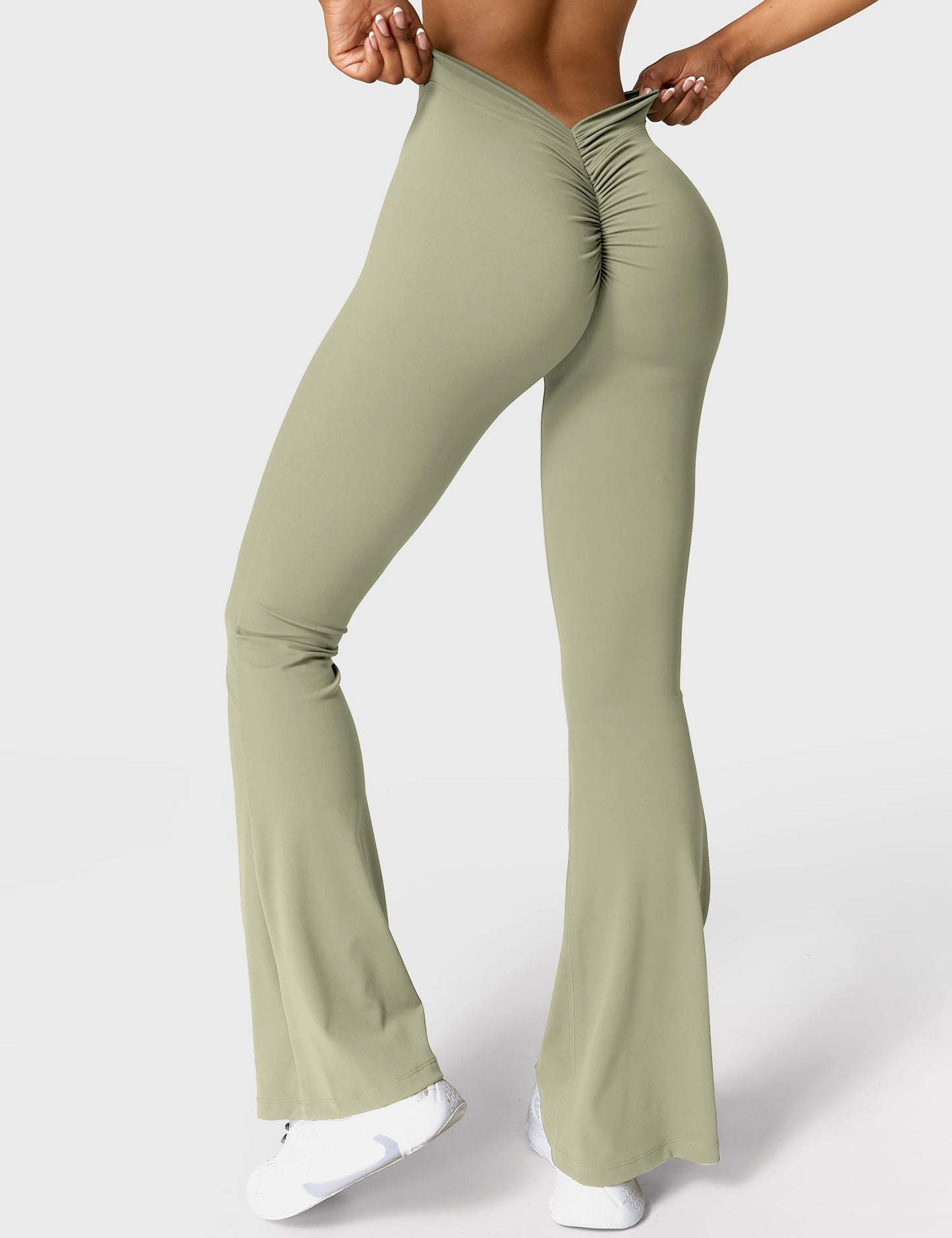 Legging Femme Taille Haute Effet Scrunch Coupe Flare Sculptante