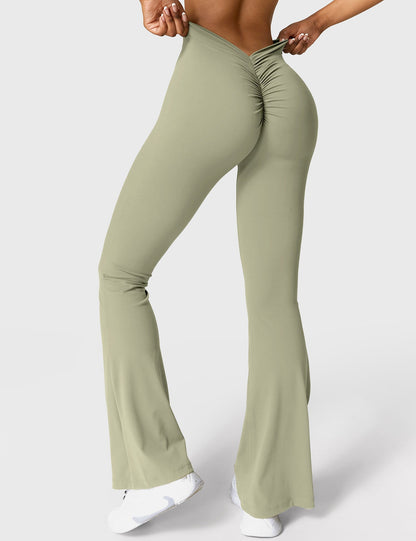Legging Femme Taille Haute Effet Scrunch Coupe Flare Sculptante