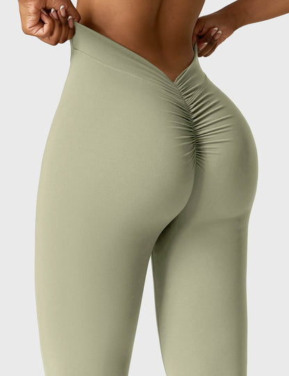 Legging Femme Taille Haute Effet Scrunch Coupe Flare Sculptante