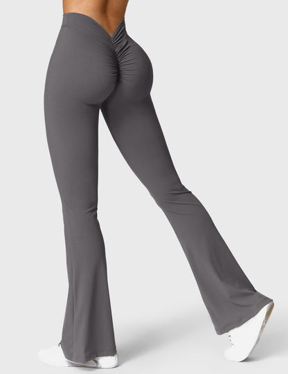 Legging Femme Taille Haute Effet Scrunch Coupe Flare Sculptante