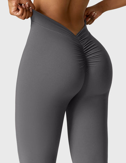 Legging Femme Taille Haute Effet Scrunch Coupe Flare Sculptante