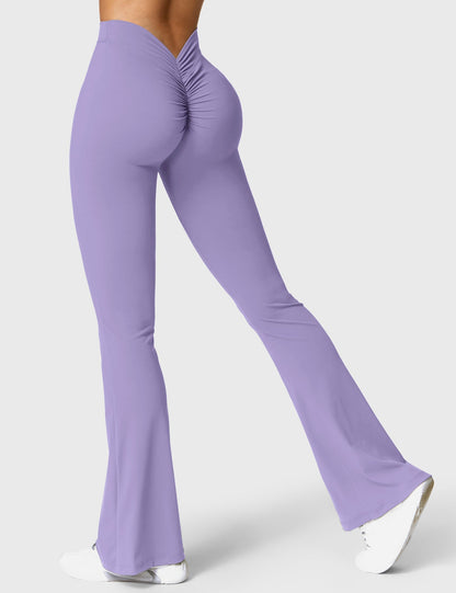 Legging Femme Taille Haute Effet Scrunch Coupe Flare Sculptante
