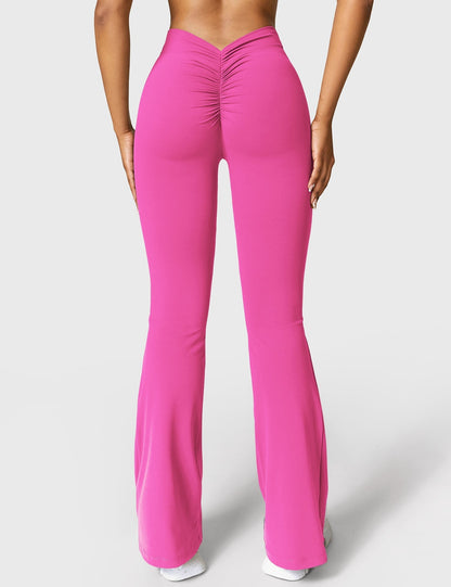 Legging Femme Taille Haute Effet Scrunch Coupe Flare Sculptante