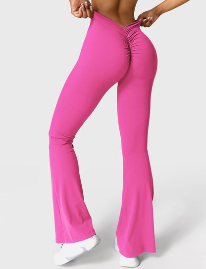 Legging Femme Taille Haute Effet Scrunch Coupe Flare Sculptante