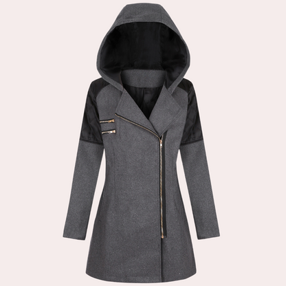 KEISY - Manteau moderne à capuche mi-long pour femmes