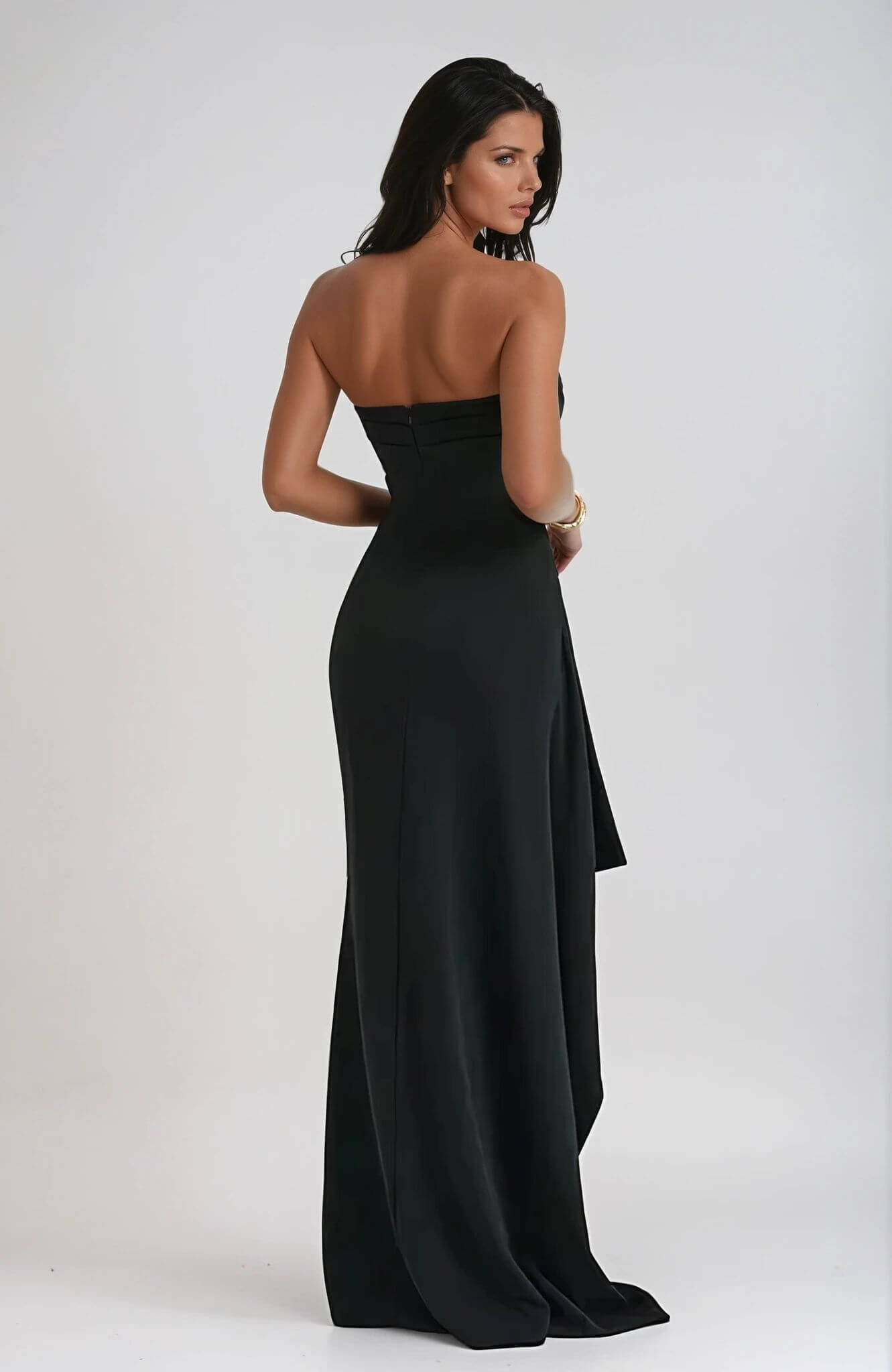 Robe maxi sans bretelles avec fente pour femme élégante