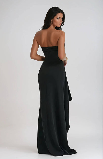 Robe maxi sans bretelles avec fente pour femme élégante