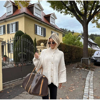 Pull Femme Beige Col Roulé Décontracté - PanierRoyale