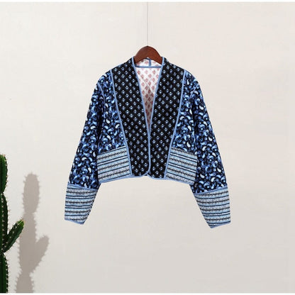 Veste Imprimé Fleur Manches Longues Féminine