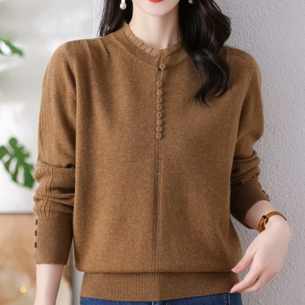 Pull Femme Élégant à Boutons en Maille Fine