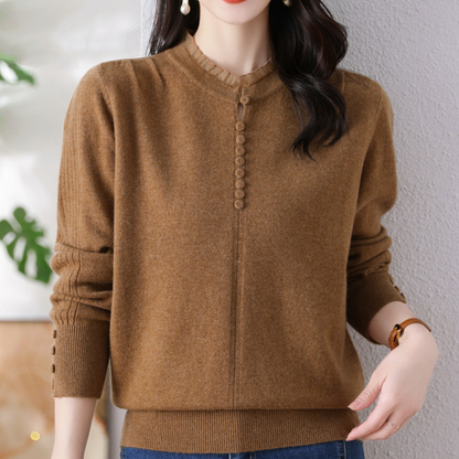 Pull Femme Élégant à Boutons en Maille Fine