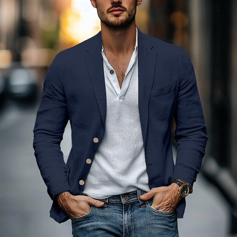Blazer Homme Décontracté à Boutons pour Tenue Quotidienne