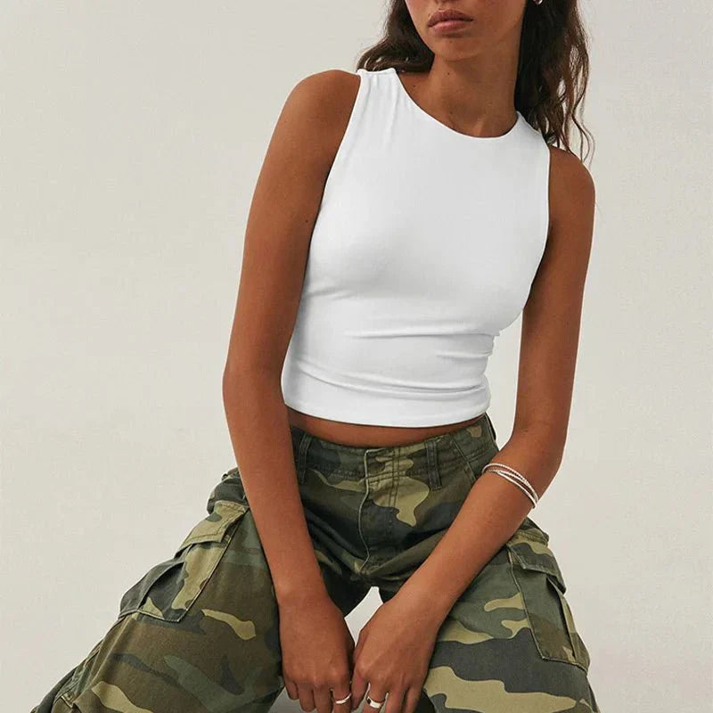 Top Cropped Manches Courtes pour Femme